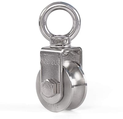 48mm U Swivel Pulley van 304 RVS, enkele katrol met duplex lagers voor tillen, gym en hondenrennen