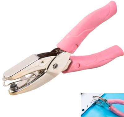 1 stuk, Enkelvoudige perforator，perforator, handzaam, moeiteloos, rond, enkel gat, geschikt voor tijdschriften, wenskaarten, etiketten, kleding, tickets, roze, 16*7,5 cm, ronde gatdiameter 3 mm