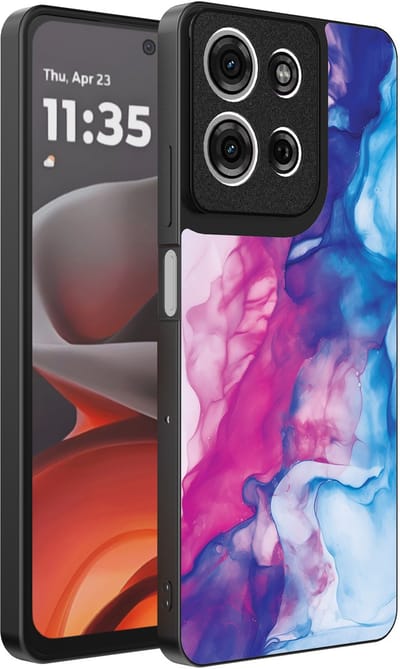 Smartphonica Telefoonhoesje Geschikt voor Motorola Moto G15 met Roze Blauw Marmer Opdruk - TPU Backcover Case Rose Blue Marble Design geschikt voor Motorola Moto G15