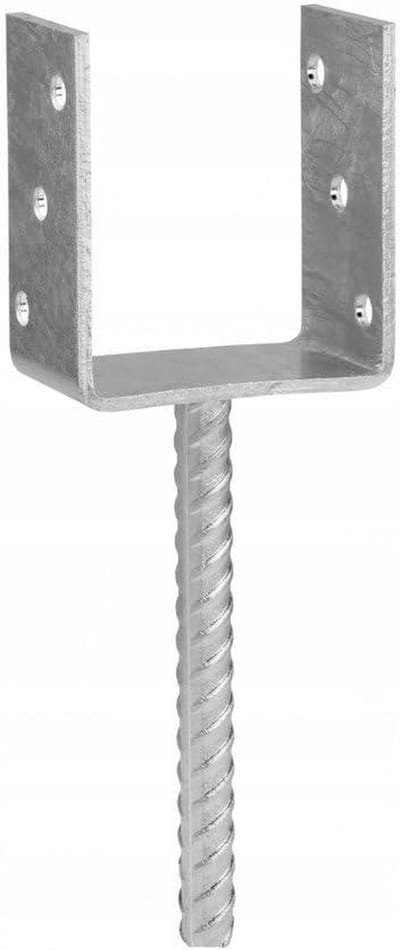 Paaldrager U-vorm - Paalanker Grondanker - Terrassen Hekken Bouwen - Verzinkt Staal - 101 x 120 x 60 mm - Zilverkleurig