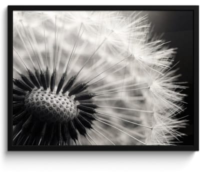 Poster in lijst - Fotolijst 80x60 cm - Posters - Paardenbloem - Zwart - Wit - Posterlijst zwart - Decoratie - Wanddecoratie woonkamer - Muurdecoratie slaapkamer