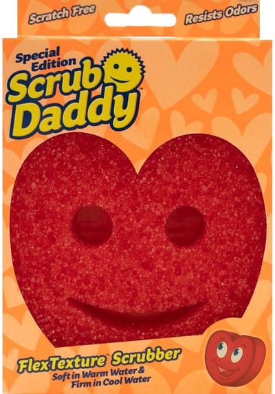 Scrub Daddy Heart Spons | Krasvrije Schuurspons met FlexTexture | Schoonmaakspons voor Keuken & Badkamer | Hartvorm | Duurzaam & Geurvrij