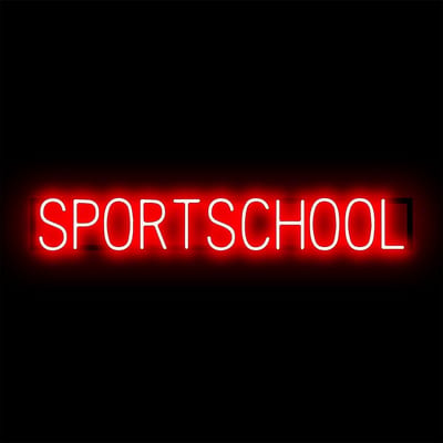 SPORTSCHOOL - Lichtreclame Neon LED bord verlicht | SpellBrite | 108,78 x 16 cm | 6 Dimstanden & 8 Lichtanimaties | Reclamebord neon verlichting