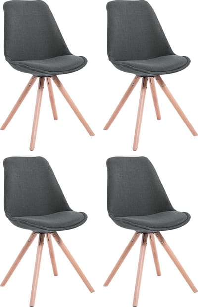 CLP Toulouse Set van 4 stoelen - Rond - Stof donkergrijs natura