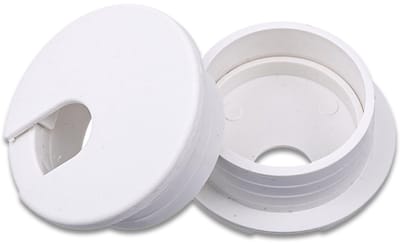 Dailygoods - Prasacco Kabeldoorvoer voor bureau, 50 mm, kabeldoorvoer, wit, gatafdekking van kunststof, voor computertafel, werktafel, bureau, speeltafel, 2 stuks