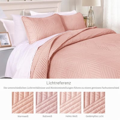 Bedsprei - Licht, Zacht en Modern Geometrisch, voor Alle Seizoenen, 220x240 cm, Roze (1 Oversprei en 2 Kussenslopen)