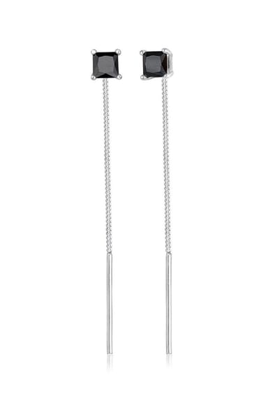 Elli - Oorbellen - Dames Oor Hanger Staf Geo Minimaal Doortrekbaar met Zirkonia Kristal in 925 Sterling Zilver - Dames
