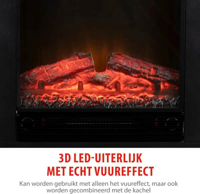 Geneva Luxe Elektrische Sfeerhaard met Schouw – Vrijstaande LED Haard met Realistisch Vlameffect, 1800W Verwarming & Timer – Energiezuinige Elektrische Kachel met Afstandsbediening – Wit – Klassiek & Modern Design HomeByNicole