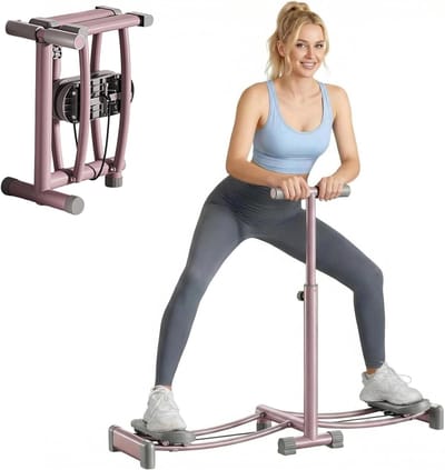 Skimachine Fitnessapparaat - Beentrainer Billentrainer - Core Cardio Training - Inklapbaar Ruimtebesparend - 105 cm Lengte - Roze