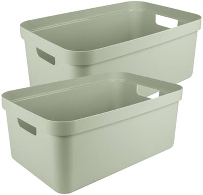 Sunware opbergbox Sigma - 2x - kunststof - 45 liter - lichtgroen - opberg dozen/bakken - opbergers - 39 x 59 x 24 cm