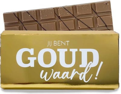 Jij bent goud waard chocolade reep | Bedankt chocolade reep | Bedankje chocolade | Dag van de zorg cadeau | Dag van de verpleging cadeau | Melk chocoladereep in gouden verpakking