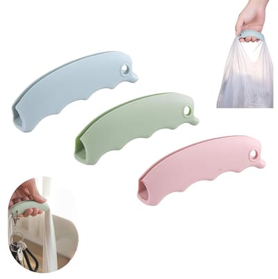 3 stuks - Boodschappentas Handvat - Siliconen Tas Griphouder -Winkelen Handvat - Grip - Plastic Tas Drager - Tasjes Drager - Handgreep - Siliconen materiaal - Antislip - 9*2,5 cm - Voor Handtassen Boodschappentas -Roze, blauw, groen