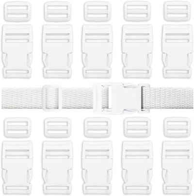 10 Stuks Verstelbare Plastic Buckles met Tri-Glide Slides voor DIY Projecten, Wit, 25cm x 11cm x 2.3cm, Duurzaam en Lichtgewicht