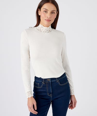 Damart - Fijn gebreid T-shirt met lange mouwen Thermolactyl - Dames - Wit - 38-40 (S)
