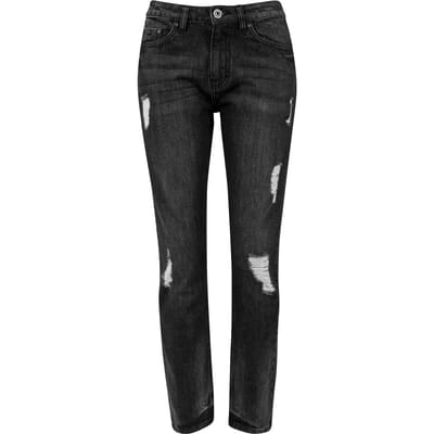 Urban Classics - Boyfriend Denim Broek rechte pijpen - Taille, 27 inch - Zwart