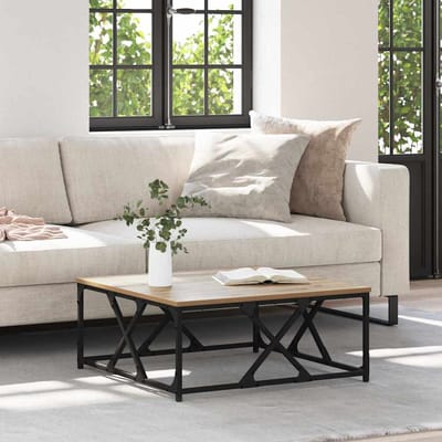 vidaXL - Salontafel - Artisan - Eiken - 70 - x - 70 - x - 30 - cm - Bewerkt - hout