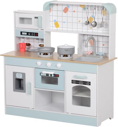 KYDDOI Speelkeuken - Speelgoedkeuken - Kinderkeuken Inclusief Accessoires en Keukengerei - met effecten, koffiezetapparaat, oven, veel opbergruimte