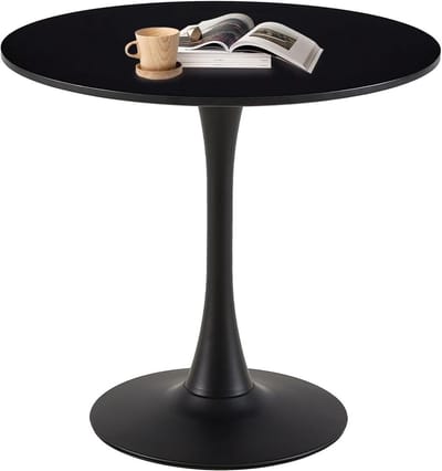 Ronde Eettafel - Eetkamertafel Balkontafel - Gezellig Tafelen - Verdikt Tafelblad - 70x70x73cm - Zwart