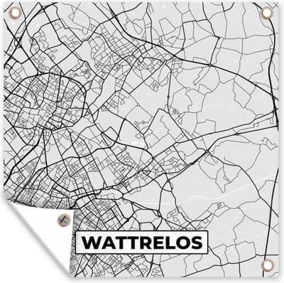Tuin poster Kaart - Stadskaart - Wattrelos - Plattegrond - Frankrijk - 200x200 cm - Tuindoek
