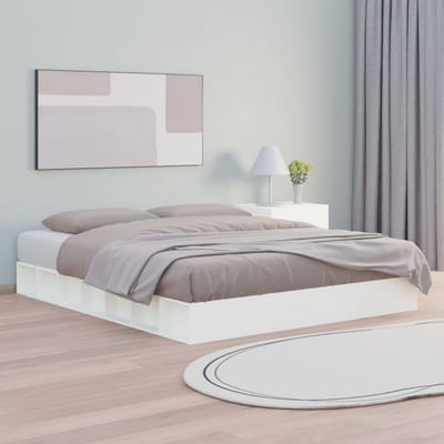 vidaXL - Bedframe - massief - hout - wit - 140x200 - cm