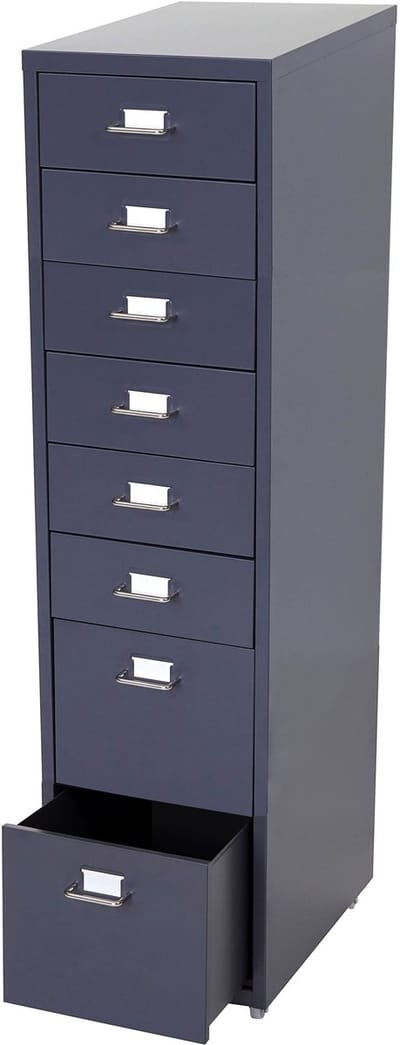 Trolley kast Boston T851, stalen ladekast, 110x28x41cm 8 laden ~ donkergrijs