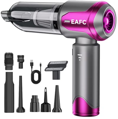 EAFC - Draadloze Mini Stofzuiger – Krachtige Handstofzuiger met USB Oplader en Opzetstukken – Voor Auto, Toetsenbord & Huishoudelijk Gebruik