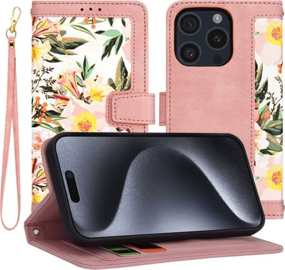 Hoesje geschikt voor Apple iPhone 15 Pro - Techsuit FlipCraft Book Wallet Case met koord - Sweetheart Pink
