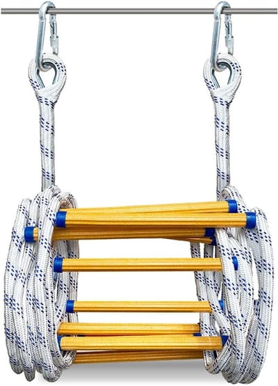 Touwladder - Reddingsladder Noodladder - Veilig Evacueren - Sterk Draagvermogen - 8 Meter - Geel