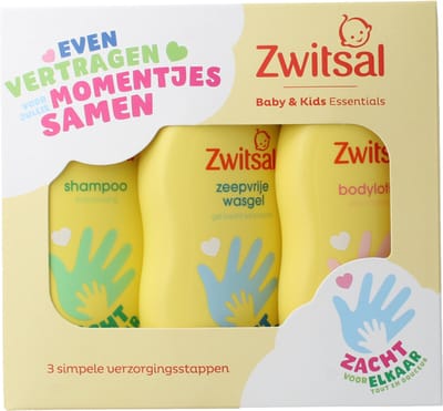 Zwitsal Essentials Kraamcadeau - Baby & Kids - huidvriendelijke pH en dermatologisch getest - 3 x 200 ml