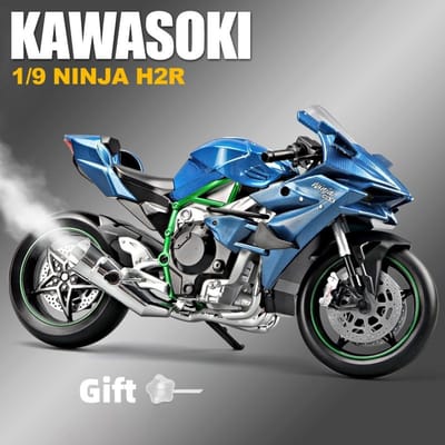 1:9 H2 H2R Legering Race Motorfiets Model Diecasts Metaal Baan Sport Motorfiets Model Geluid En Licht Met Spuit Kinder Speelgoed Cadeaus gray