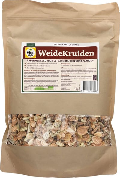 VITALstyle WeideKruiden - Kruidenzaden - Zadenmengsel Met Eetbare Kruiden Voor Paarden - 1 kg