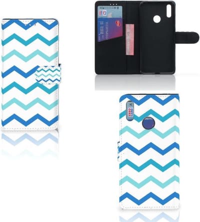 Huawei Y7 (2019) Telefoon Hoesje Zigzag Blauw