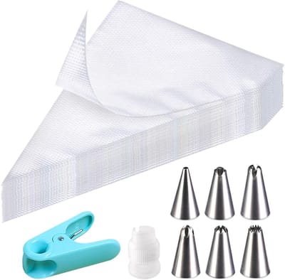 Dailygoods - Wegwerp dopsleutels - Decoreren - Complete bakset - 100 stuks - Spuitzakken - Taarten en cupcakes - Inclusief spuitmondjes