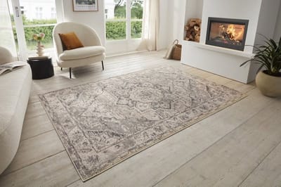 Flycarpets Terrain Designer Laagpolig vloerkleed - Crème / Grijs - 120x170 cm