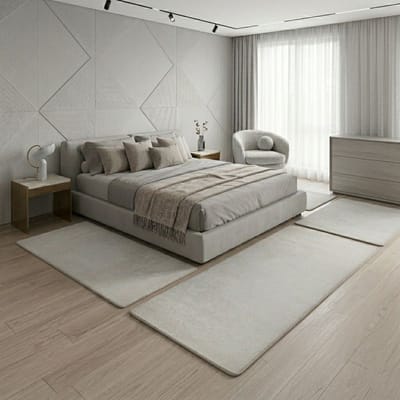 FLOORDIREKT Slaapkamen vloerkleed - Sundae - Set - Creme - 1 Loper 67 x 250 cm + 2 Loper 67 x 140 cm