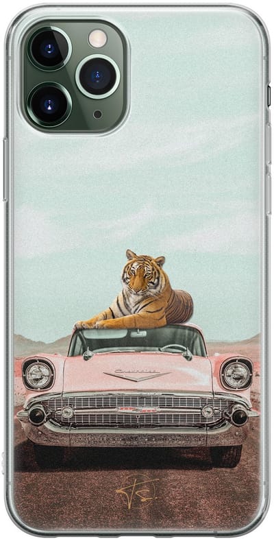 Hoesje geschikt voor iPhone 11 Pro - Chill tijger - Soft Case - TPU - Print - Multi - ELLECHIQ