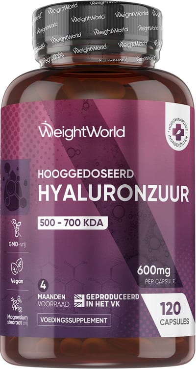 WeightWorld Hyaluronzuur 600 mg - 120 hyaluronzuur capsules voor 4 maanden - Vegan supplement
