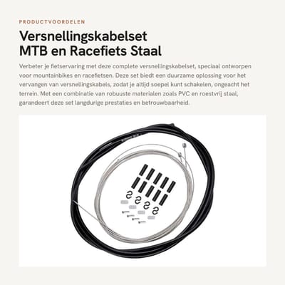 Dailygoods- Versnellingskabel Hoogwaardige Set - Versnellingskabel Fiets - Roestvrij Staal - PVC Behuizing - 2m Lengte - Inclusief O-Ringen - Schakelset