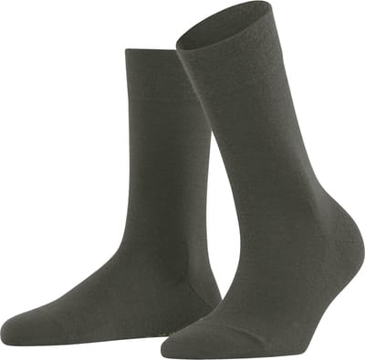 FALKE Sensitive Berlin met comfort tailleband wol katoen sokken dames groen - maat 39-42