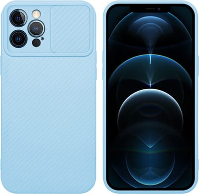 Cadorabo Hoesje geschikt voor Apple iPhone 12 PRO MAX in Bonbon Licht Blauw - Beschermhoes van flexibel TPU-silicone Case Cover en met camerabescherming