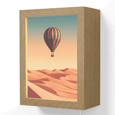 Wandlamp 15x20 cm - Oplaadbaar - Luchtballon - Woestijn - Zonsondergang - Blauw - Wandlampen binnen woonkamer - Slaapkamer lamp met kabel - Decoratieve nachtlamp - Vloerlamp snoer