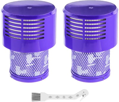 2-pack V10-vervangingsfilters voor Dyson V10 Cyclone-serie - V10 Absolute - V10 Animal - V10 Total Clean - SV12 - vervangt onderdeelnummer 969082-01 - 2 filters en 1 reinigingsborstel.