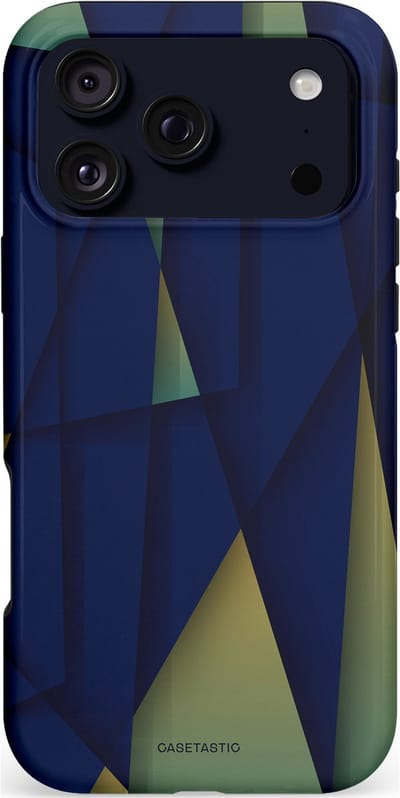 Casetastic hoesje geschikt voor Apple iPhone 17 Pro Max - MagSafe - Dubbellaagse bescherming - Blauwgroene Driehoeken - Fashion Case - Donkerblauw Saliegroen Donkergrijs