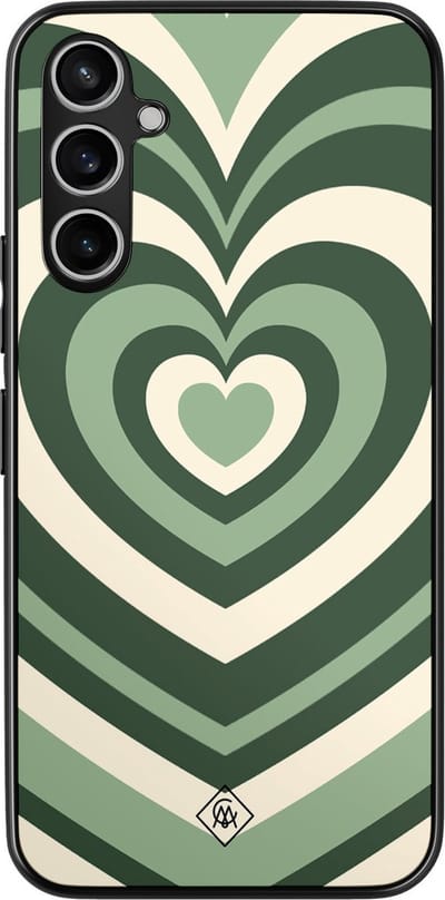 Casimoda® hoesje - Geschikt voor Samsung Galaxy A15 - Hart Swirl Groen - Zwart TPU Backcover - Geometrisch patroon - Groen