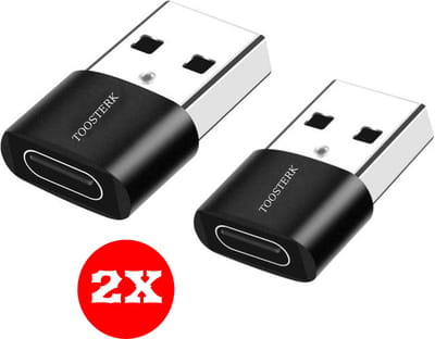 Toosterk USB Type-C Adapter - USB 3.1 Type C Vrouwelijke Converter naar USB 3.0 Type A Male. Ondersteunt gegevensoverdracht met hoge snelheid en opladen | Zwart | 2 Stuks