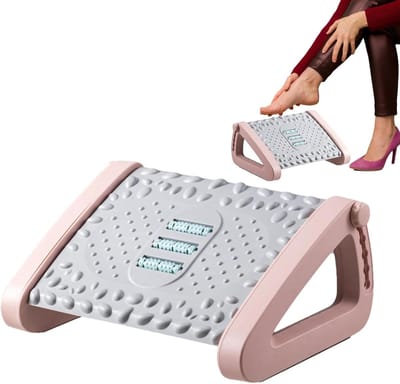 Ergonomische Voetsteun - Ondersteunende Voetrust - Comfortabel Zitten - 6 Hoogtes Verstelbaar - 43 x 20 x 32 cm - Zwart
