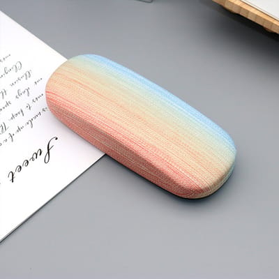 Hoogwaardig brillenetui met harde schaal, kleurrijk hartvormig holografisch ontwerp, unisex, geschikt voor studenten en volwassenen, met een minimalistische, meisjesachtige stijl,Regenboogoranje