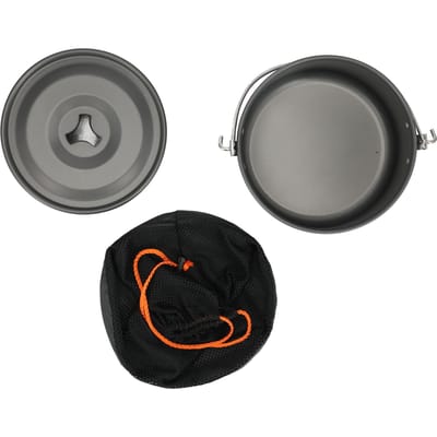 Buiten Kampeerpan Draagbare Aluminiumlegering Kampvuur Hangpan met Deksel Opbergtas voor 6?8 Personen gray