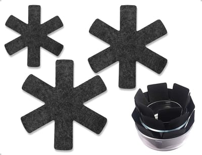 Dailygoods- Pannenbeschermer 3 stuks - Vilt Potbescherming - Stapelbescherming - Warmte-isolatiemat - Bescherming tegen Krassen - Geschikt voor Pannen/Potten/Schalen - Potbeschermer