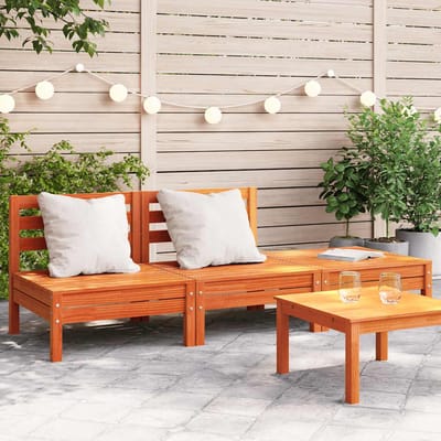 vidaXL - Tuinbank - 3-zits - massief - grenenhout - wasbruin